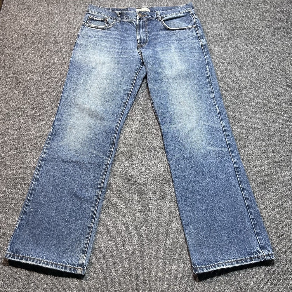 Aeropostale Benton Bootcut Jeans Mens 32x32 Blue Distressed Wide Leg Cotton